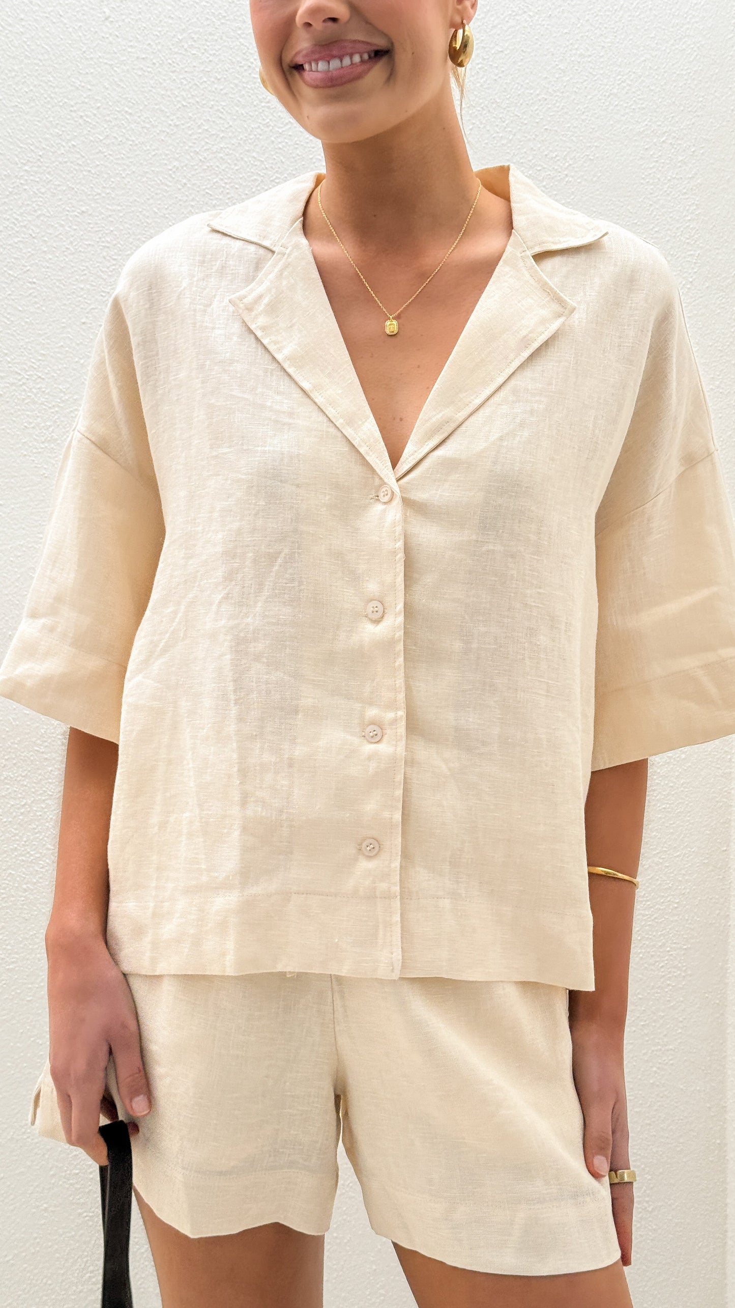 Luna Button Up Shirt - Natural