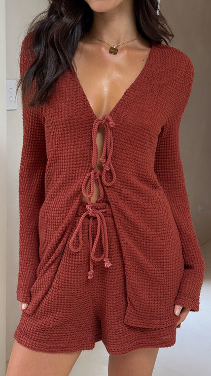 Ava Long Sleeve Top - Rust