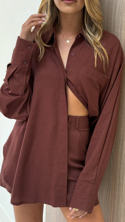 Charla Mini Skort - Brown