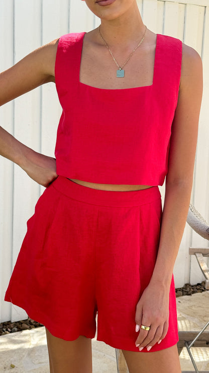 Tillie Crop Top - Ruby Red