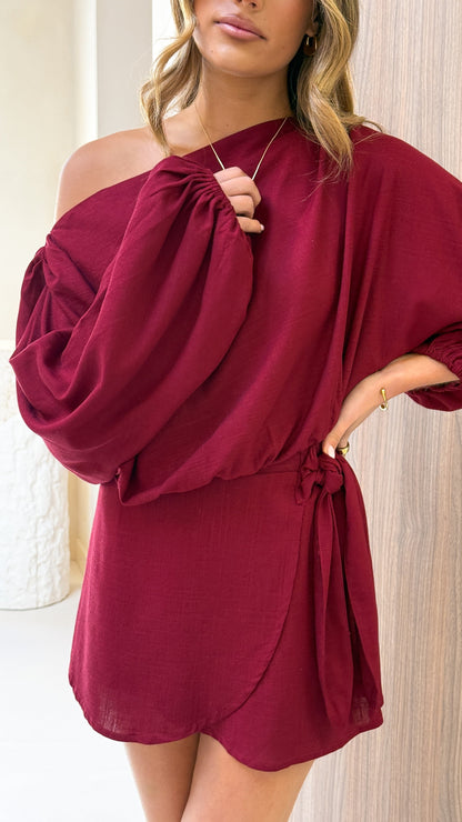 Fletcher Wrap Skort - Burgundy