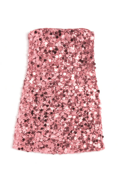 TWEEN ROBIN CHUNKY SEQUIN STRAPLESS DRESS