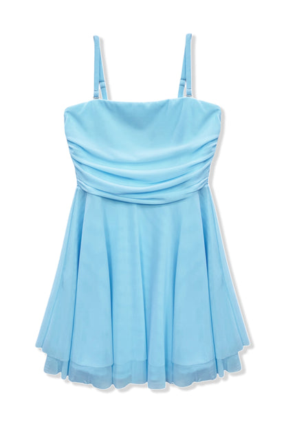 TWEEN ROCHELLE SOLID MESH STRAPLESS DRESS