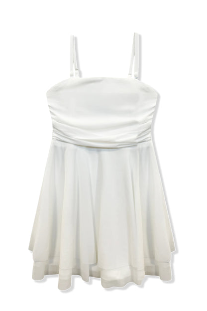 JUNIOR ROCHELLE SOLID MESH STRAPLESS DRESS