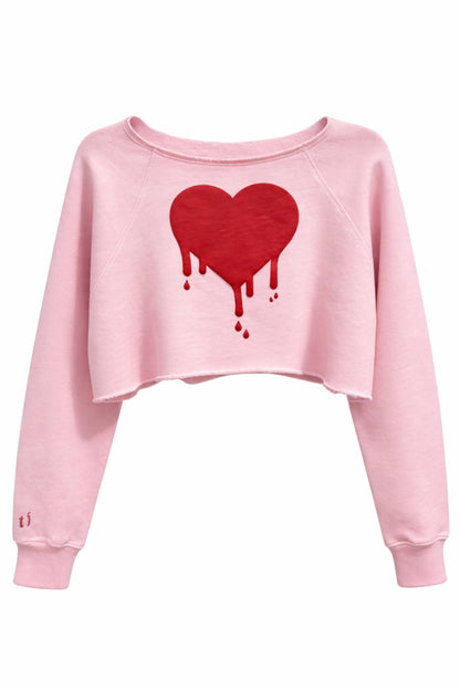 TWEEN SHANE VDAY OFF SHOULDER CROP SWEATSHIRT - FINAL SALE