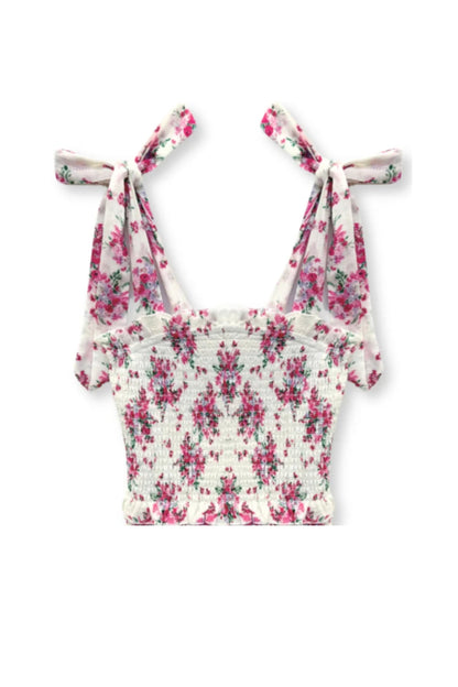 TWEEN SUNNY PRINTED TIE TOP - FINAL SALE