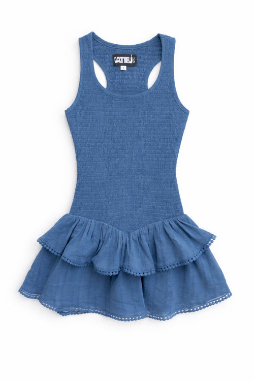 TWEEN VALLIE SOLID RACER BACK RUFFLE DRESS