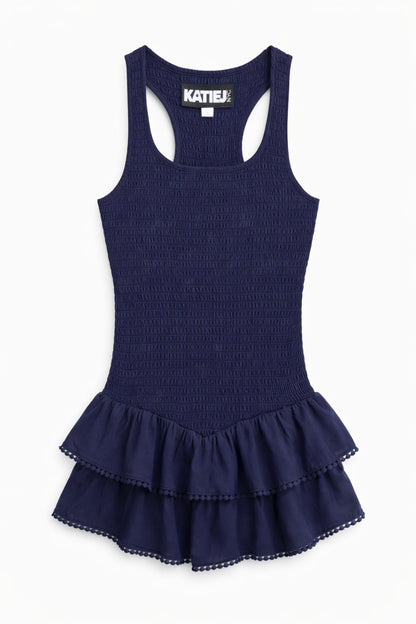 TWEEN VALLIE SOLID RACER BACK RUFFLE DRESS