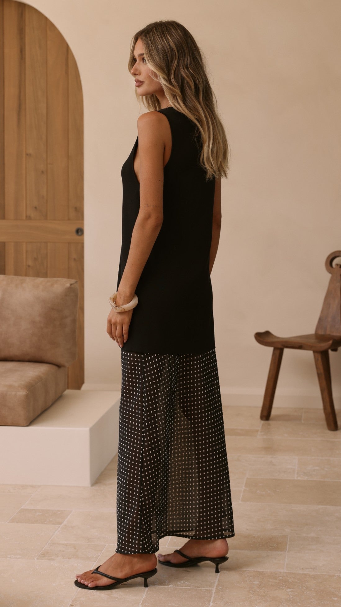 Onella Sheer Maxi Skirt - Black/White Spot
