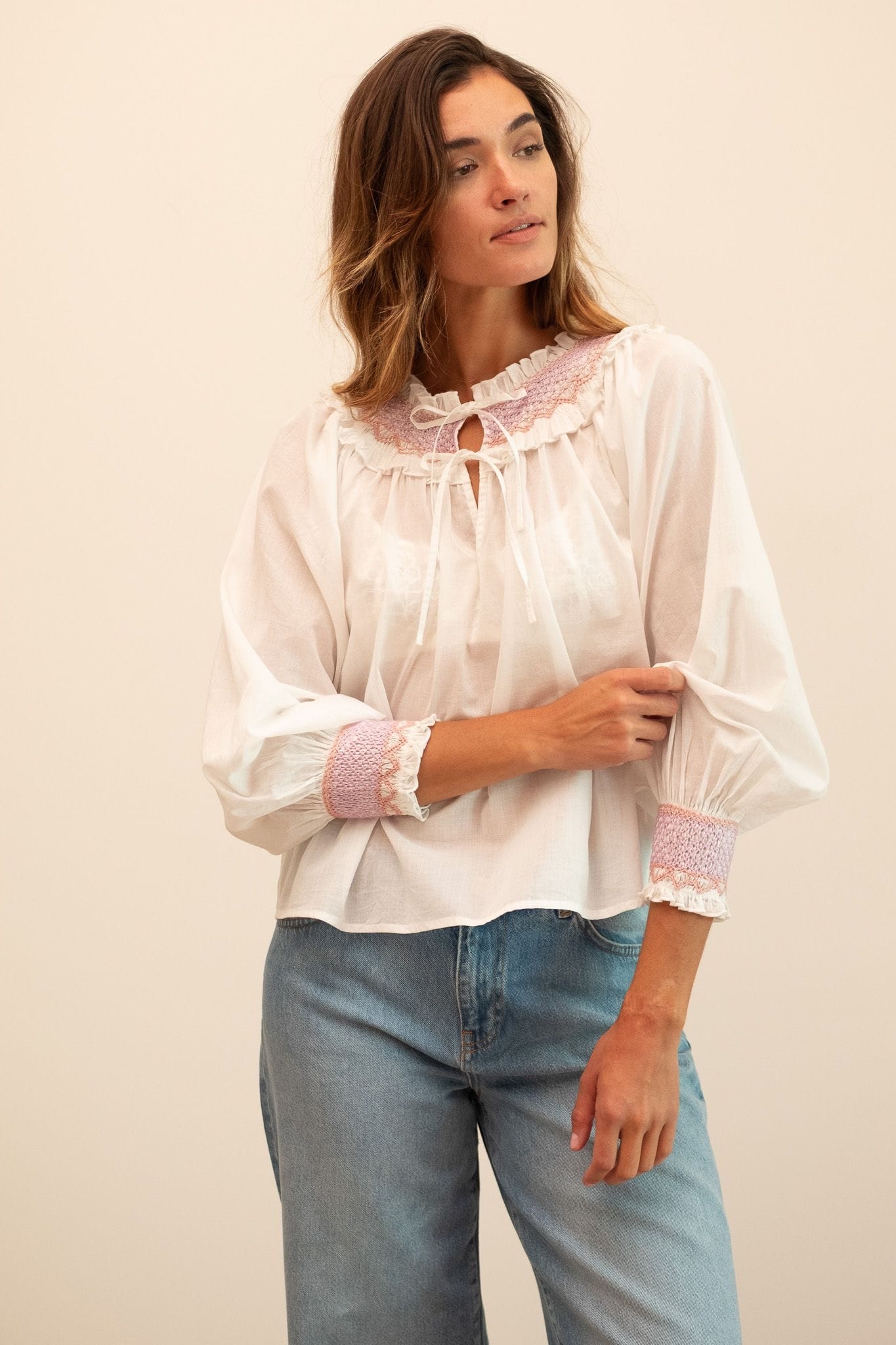 Amari Top in White with Pastel