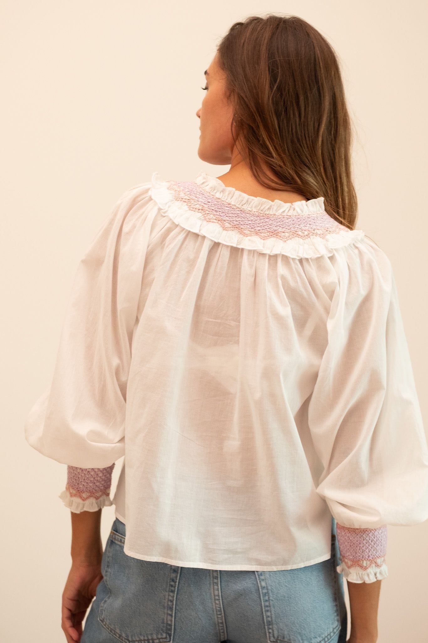 Amari Top in White with Pastel