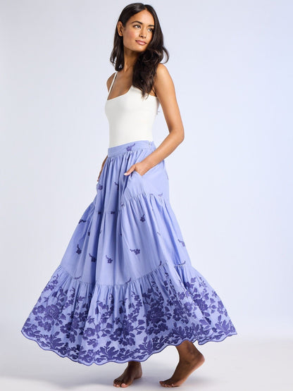 Paola Skirt in Periwinkle Embroidery