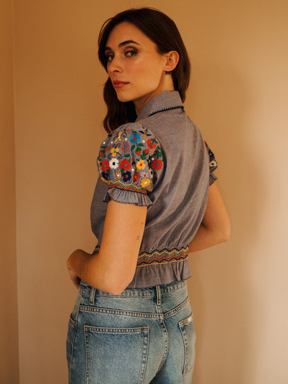 Tali Top in Garden Embroidery