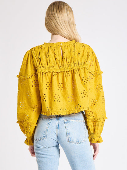 Thea Top in Marigold Eyelet