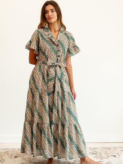 Victoria Dress in Rose Stripe