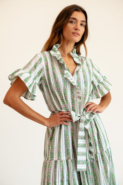 Victoria Dress in Sweet Pea Stripe