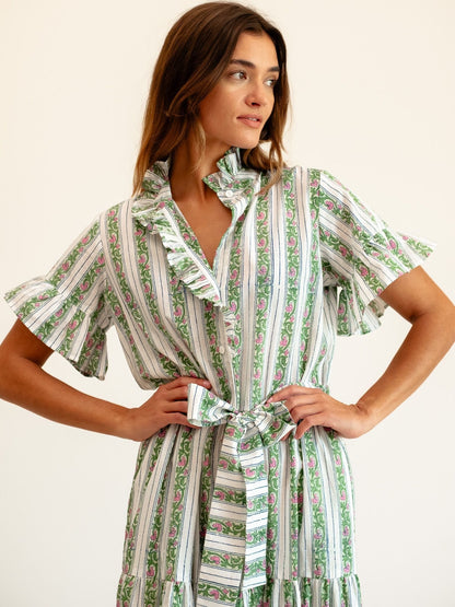 Victoria Dress in Sweet Pea Stripe